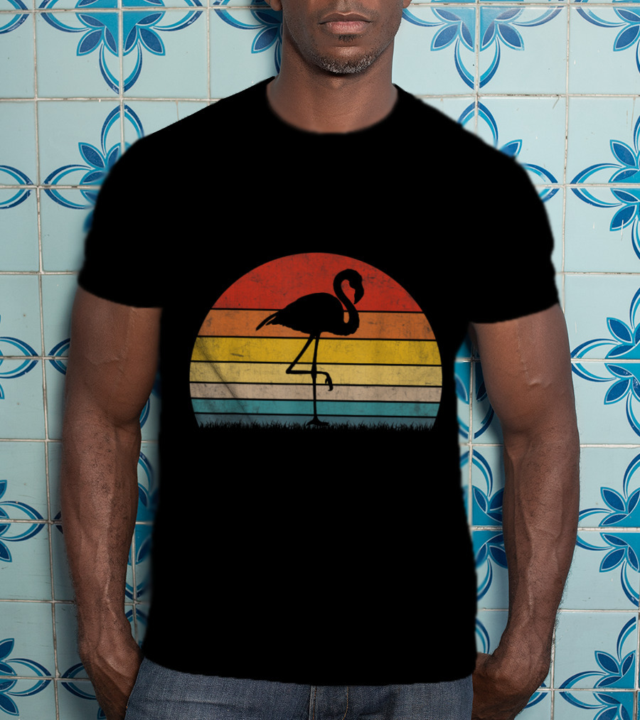 Vintage Sunset Trendy Animal Flamingo T-Shirt