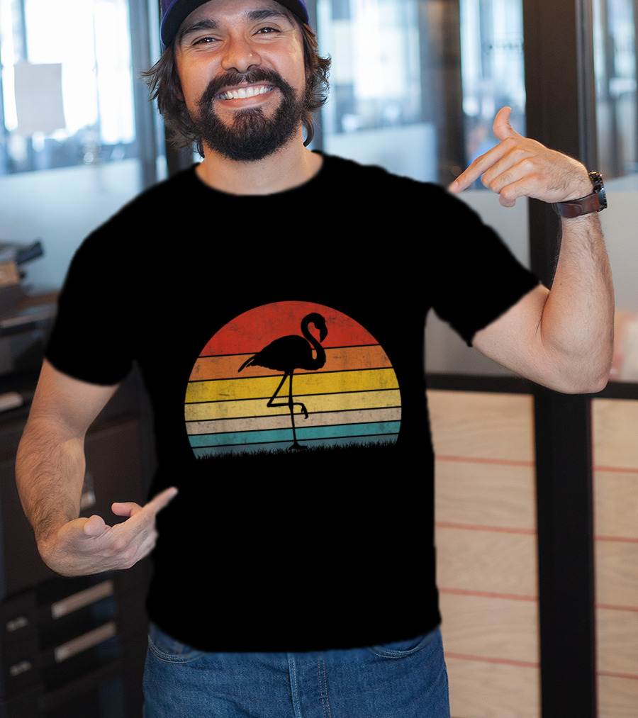 Vintage Sunset Trendy Animal Flamingo T-Shirt