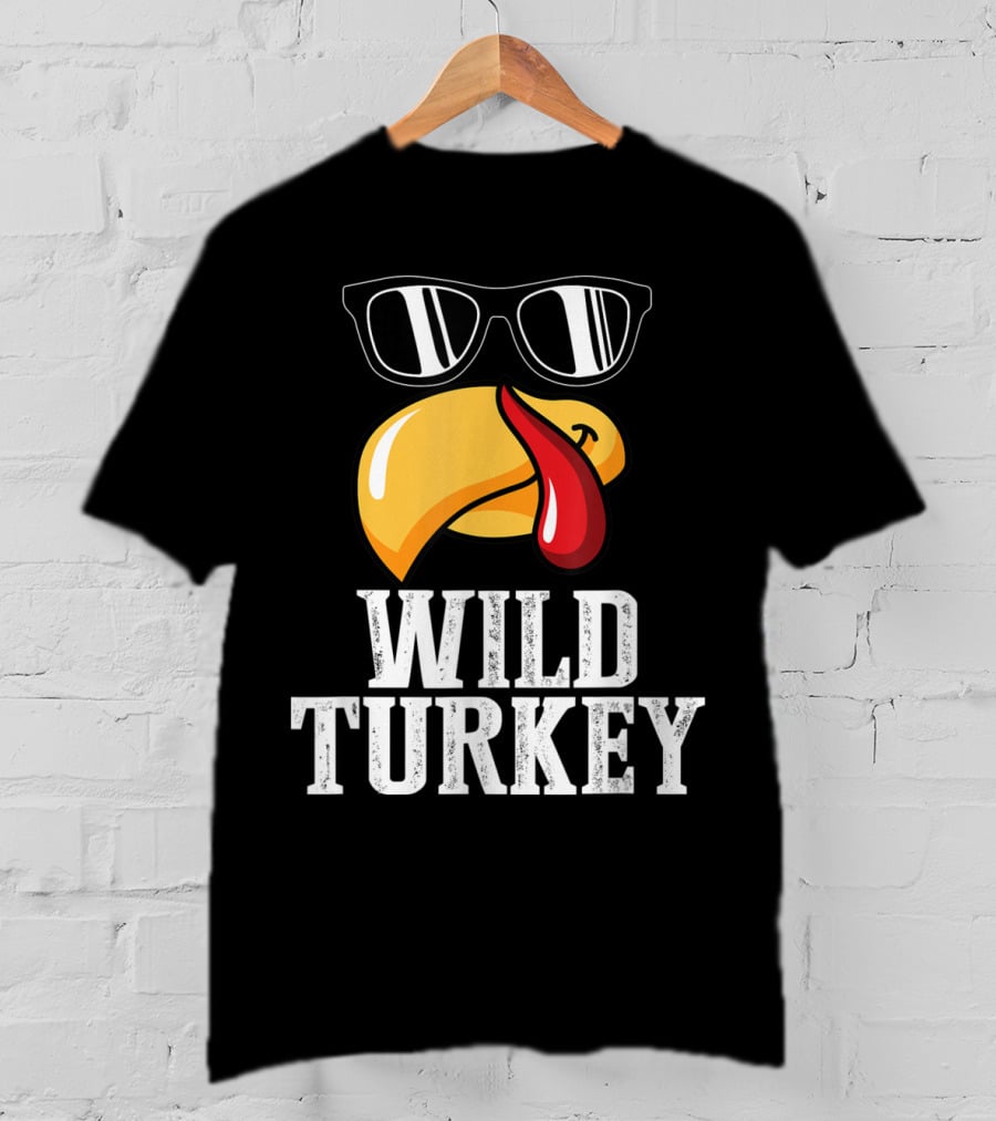 Wild Turkey Funny Sunglasses Tongue Thanksgiving Turkey Lover T-Shirt