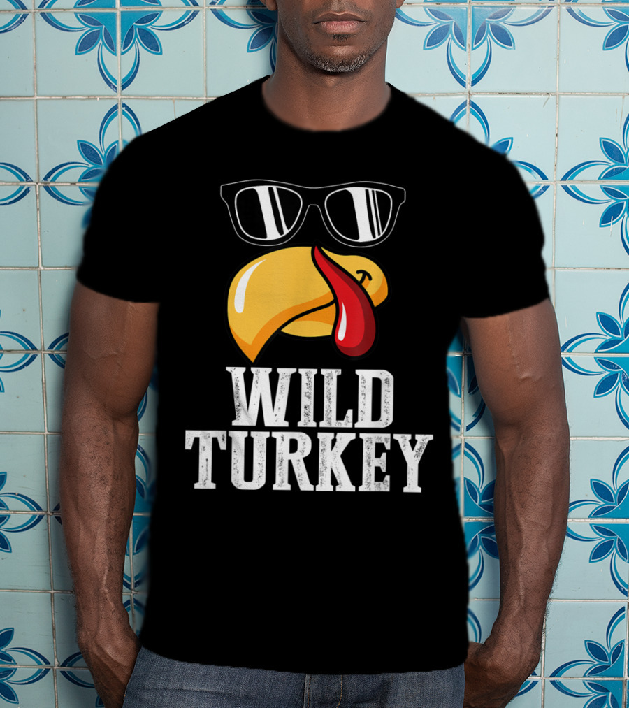 Wild Turkey Funny Sunglasses Tongue Thanksgiving Turkey Lover T-Shirt