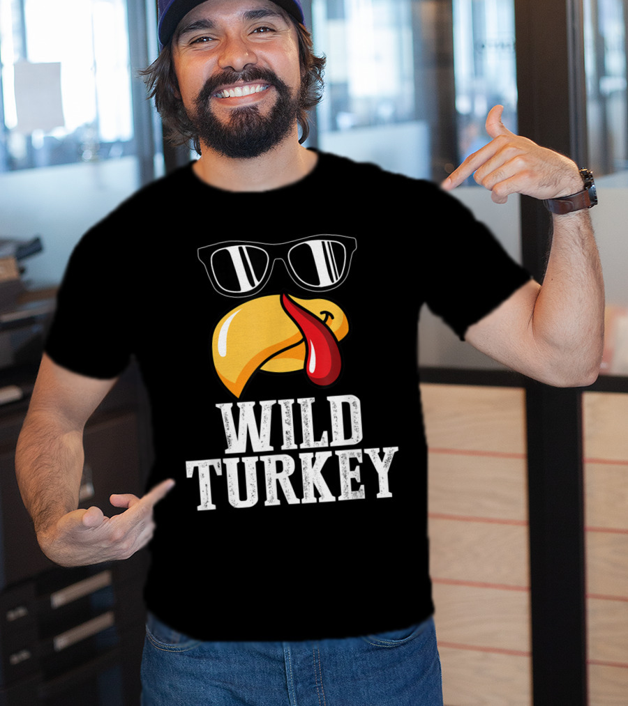 Wild Turkey Funny Sunglasses Tongue Thanksgiving Turkey Lover T-Shirt