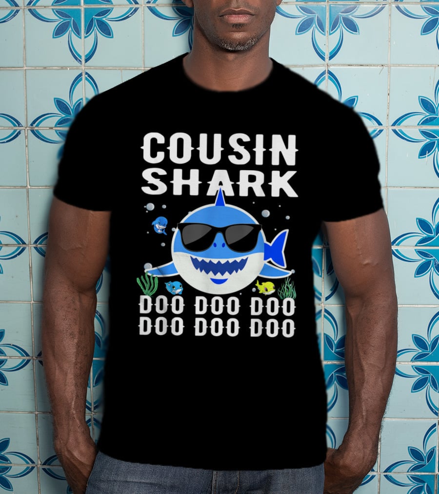 Cousin Shark Sunglasses Doo Doo Doo Baby Mommy Kids Cute Cartoon T-Shirt
