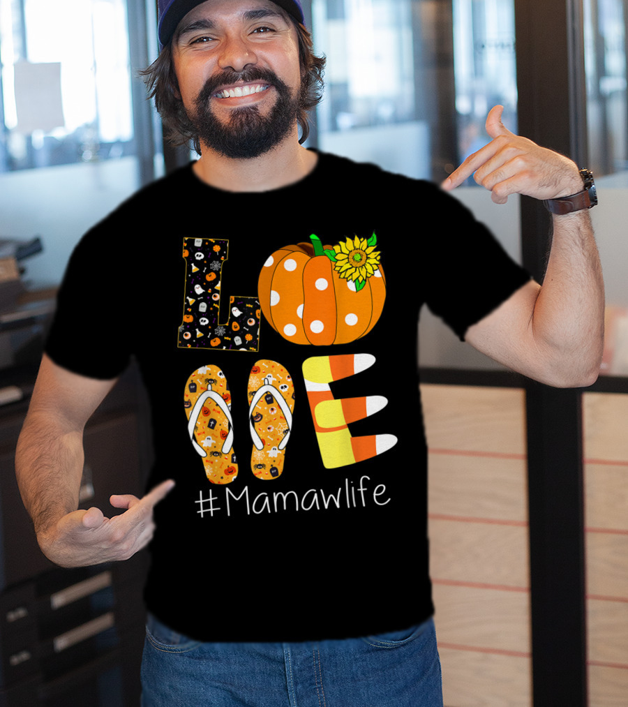 Love Pumpkin Sunflower Mamaw Life Halloween T-Shirt