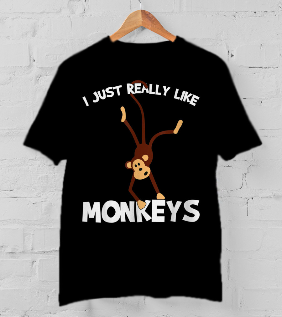I Just Really Like Monkeys Playful Monkey Handstand T-Shirt