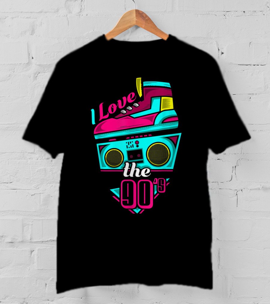 I Love The 90s Boombox And Sneaker Retro Party T-Shirt
