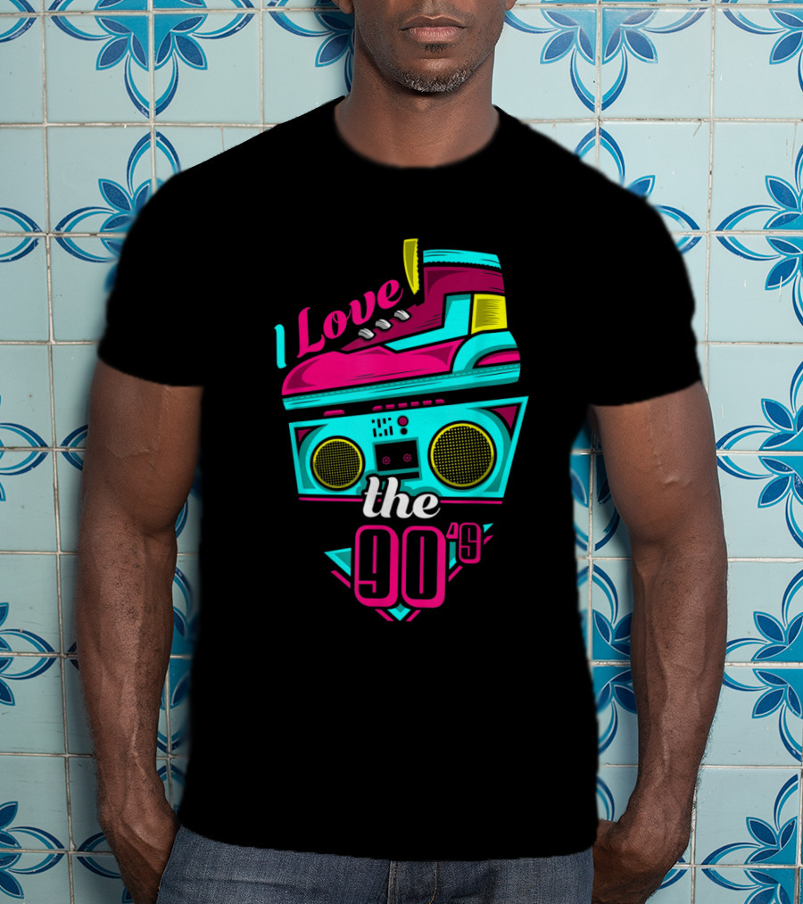 I Love The 90s Boombox And Sneaker Retro Party T-Shirt