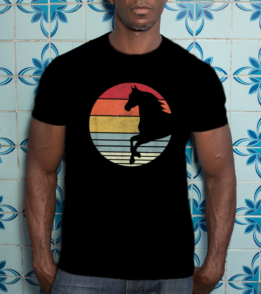Vintage Riding Horses Retro Sunset T-Shirt