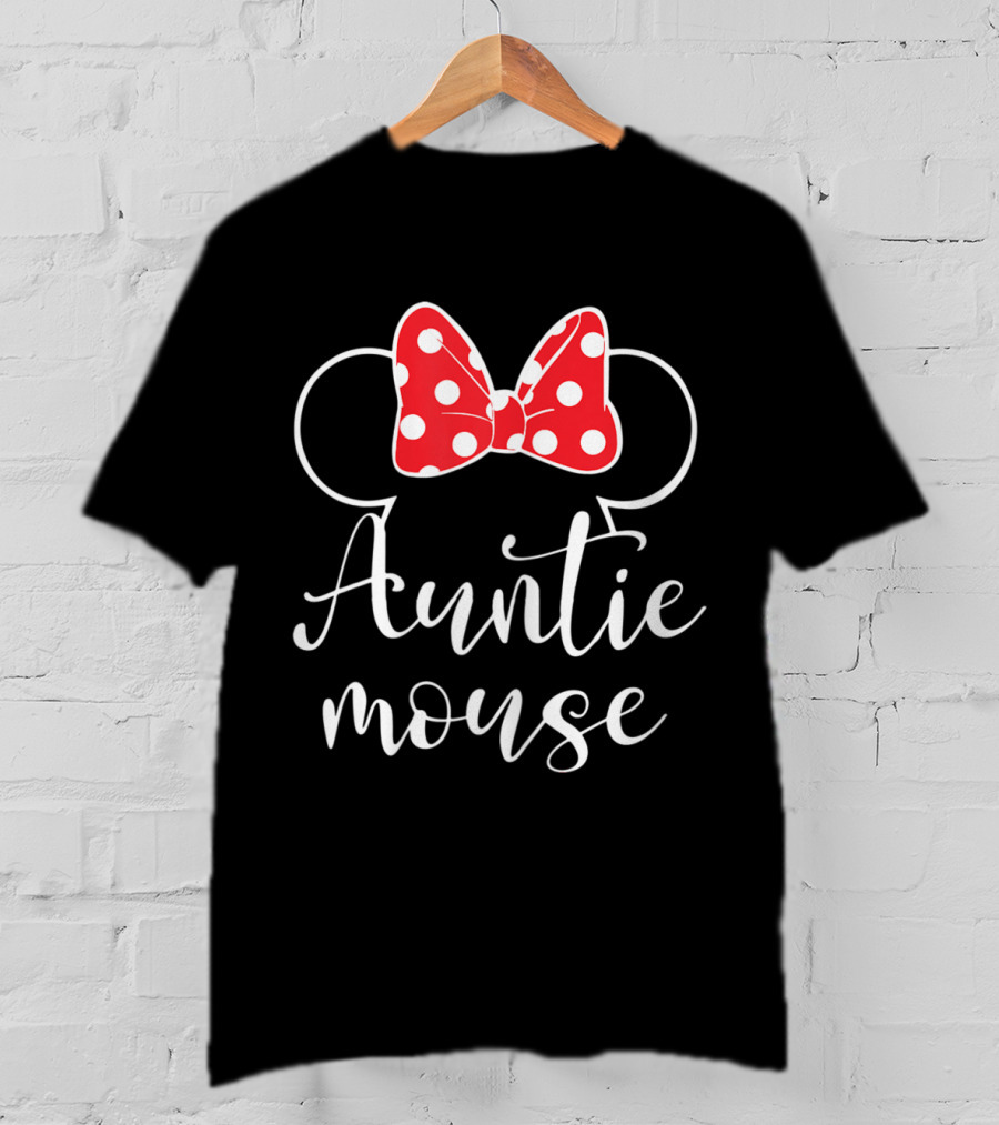 Auntie Mouse Tee Funny Aunt Birthday Party Bow Ears T-Shirt