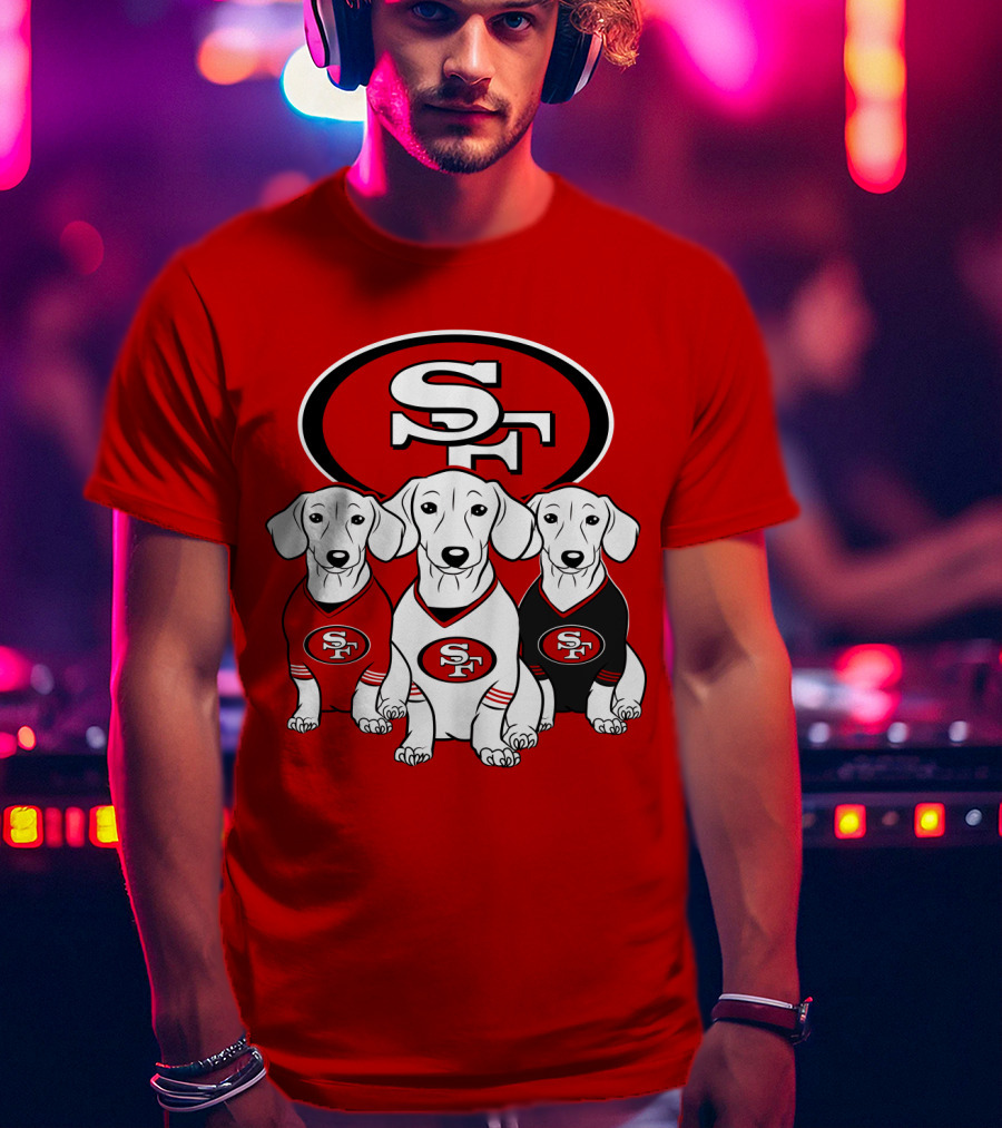 San Francisco 49ers Dachshund Dog Trio T-Shirt