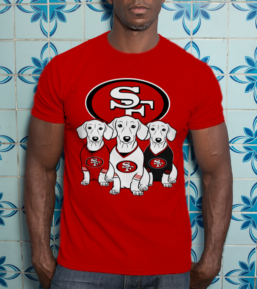 San Francisco 49ers Dachshund Dog Trio T-Shirt