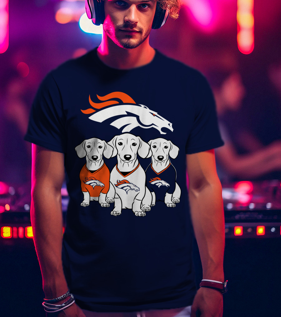 Denver Broncos Dachshunds Trio T-Shirt