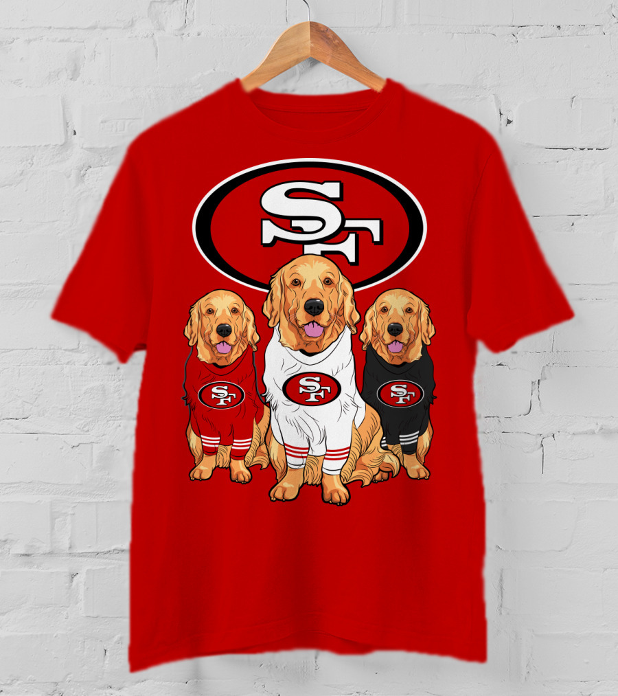 San Francisco 49ers NFL Golden Retriever Dogs Team T-Shirt
