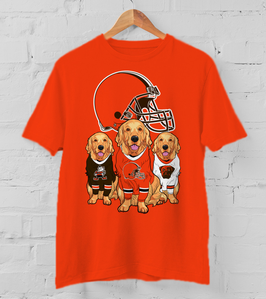 Cleveland Browns Dogs Football Golden Retrievers T-Shirt