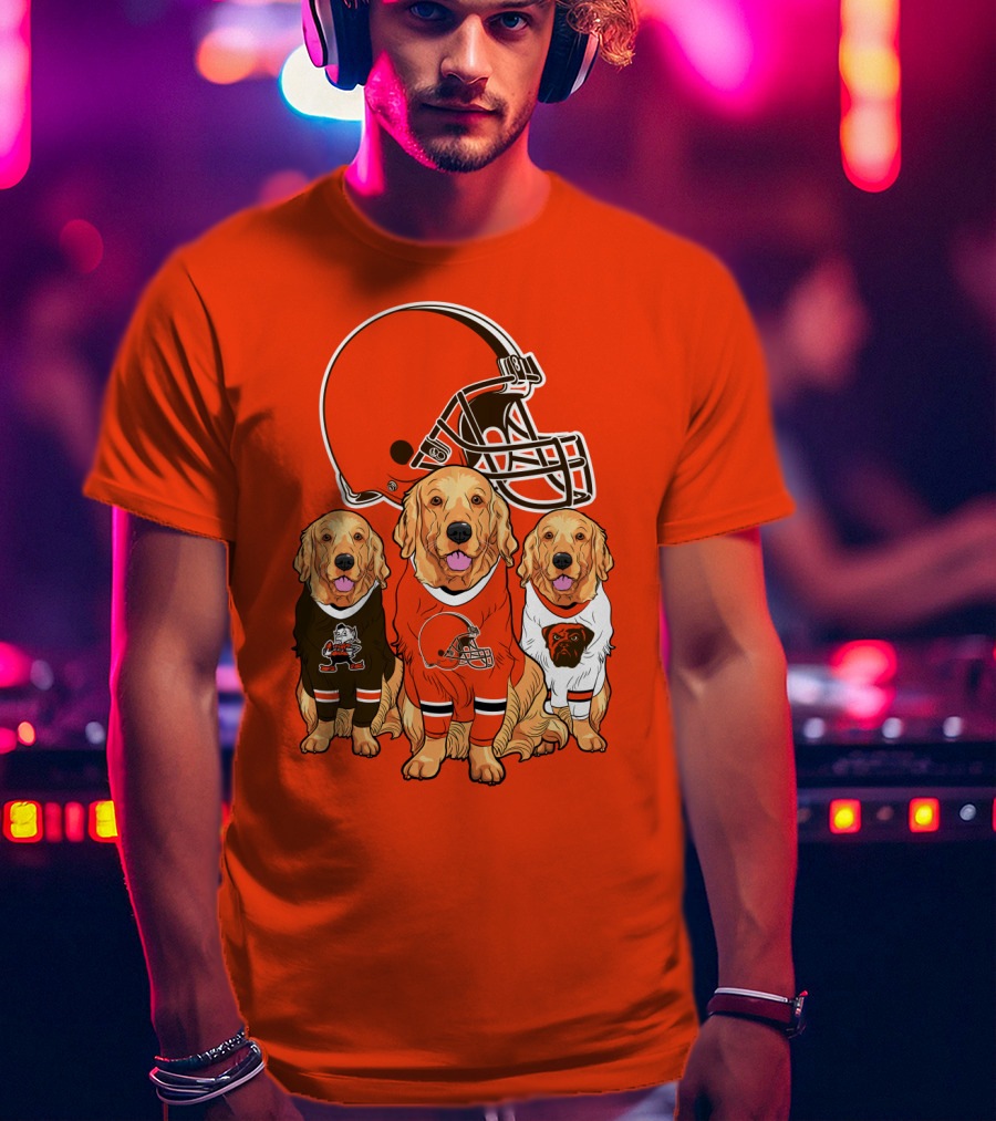 Cleveland Browns Dogs Football Golden Retrievers T-Shirt