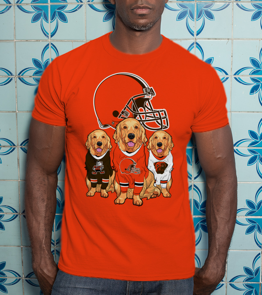 Cleveland Browns Dogs Football Golden Retrievers T-Shirt