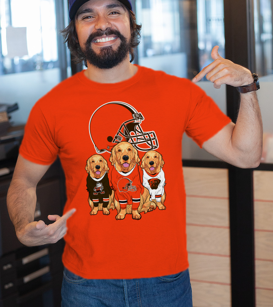 Cleveland Browns Dogs Football Golden Retrievers T-Shirt