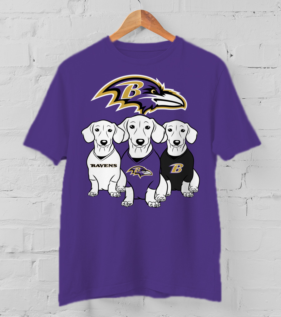 Baltimore Ravens Ravens Dachshund  Dog Trio T-Shirt