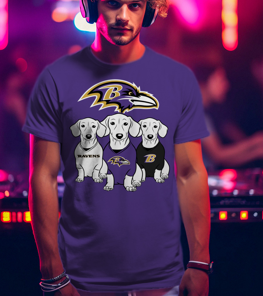Baltimore Ravens Ravens Dachshund  Dog Trio T-Shirt