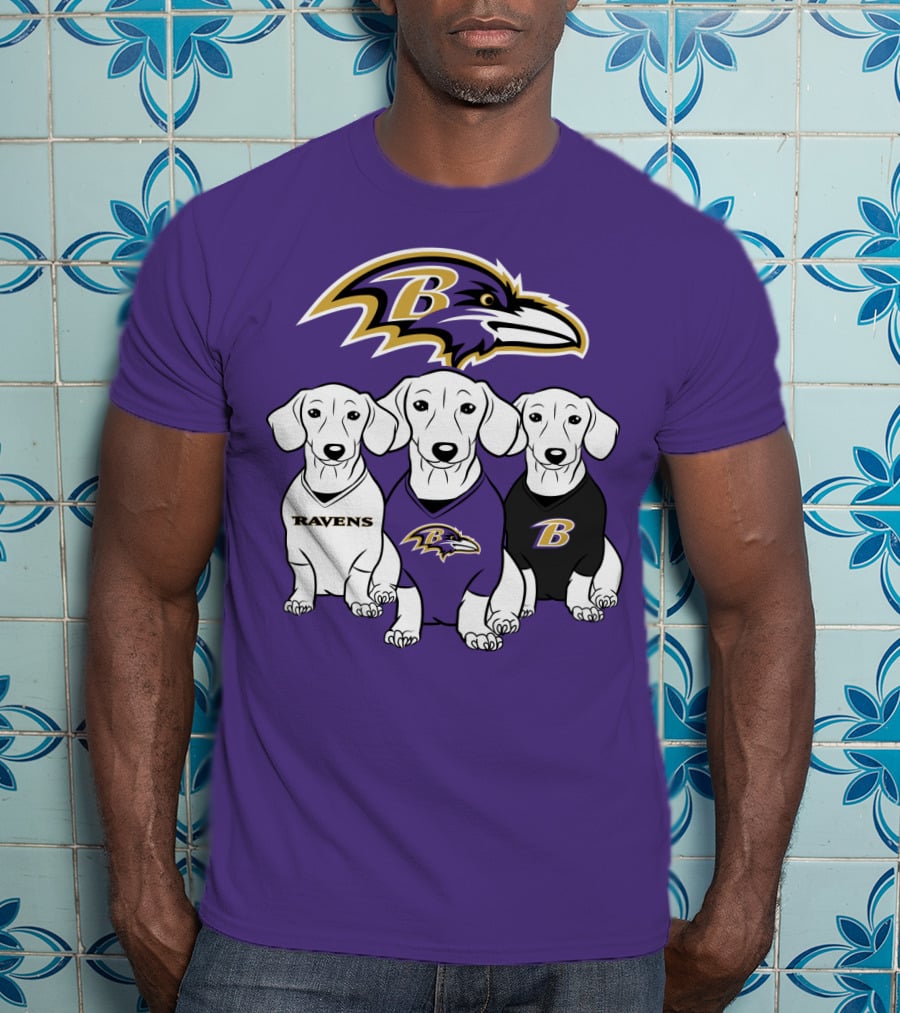 Baltimore Ravens Ravens Dachshund  Dog Trio T-Shirt