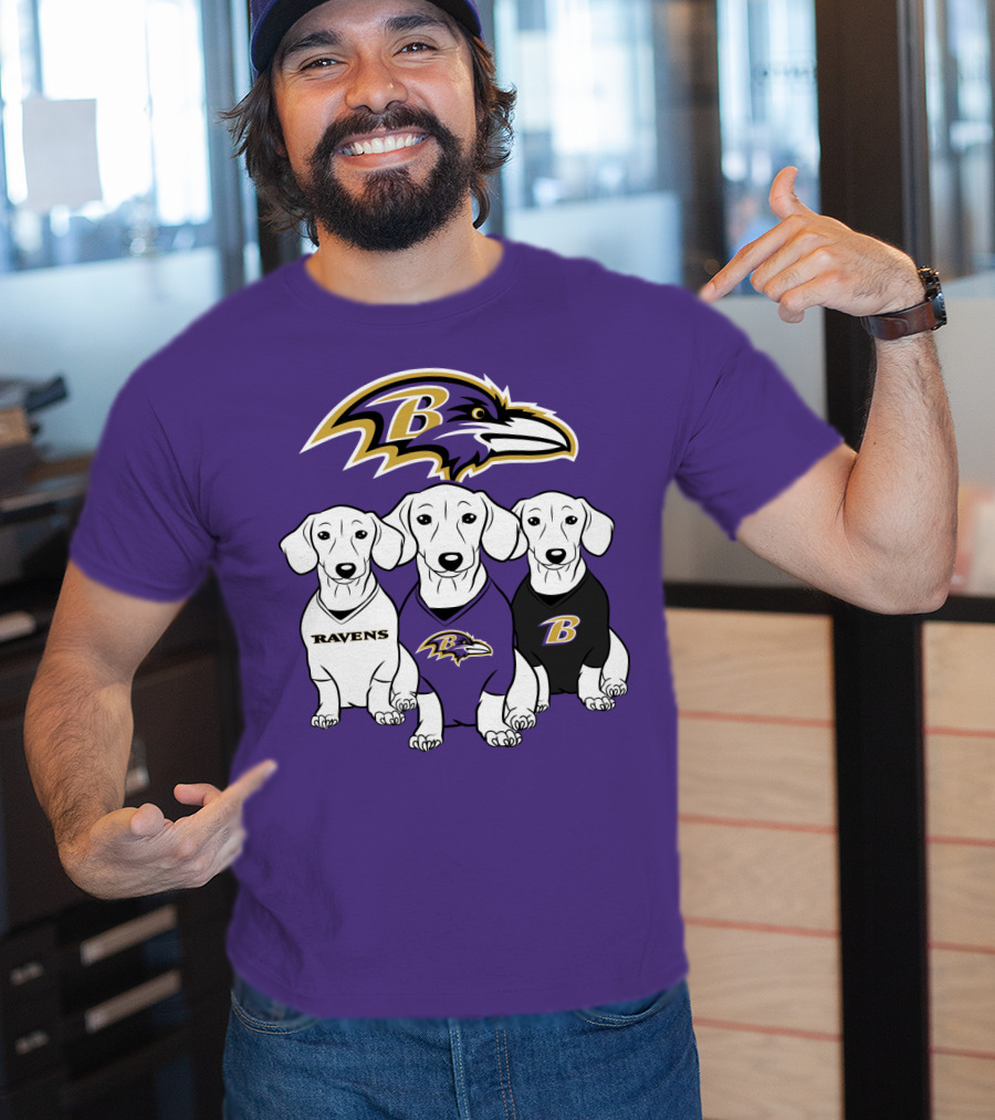 Baltimore Ravens Ravens Dachshund  Dog Trio T-Shirt