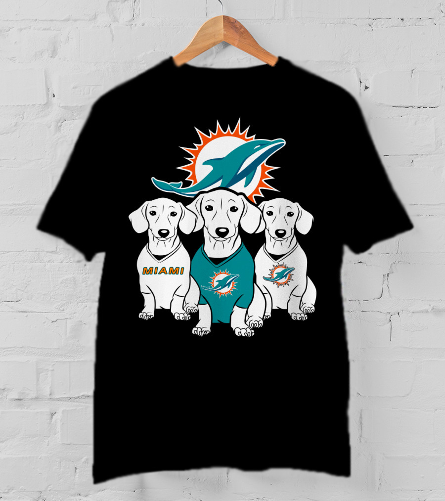 Miami Dolphins Dachshund Dogs T-Shirt