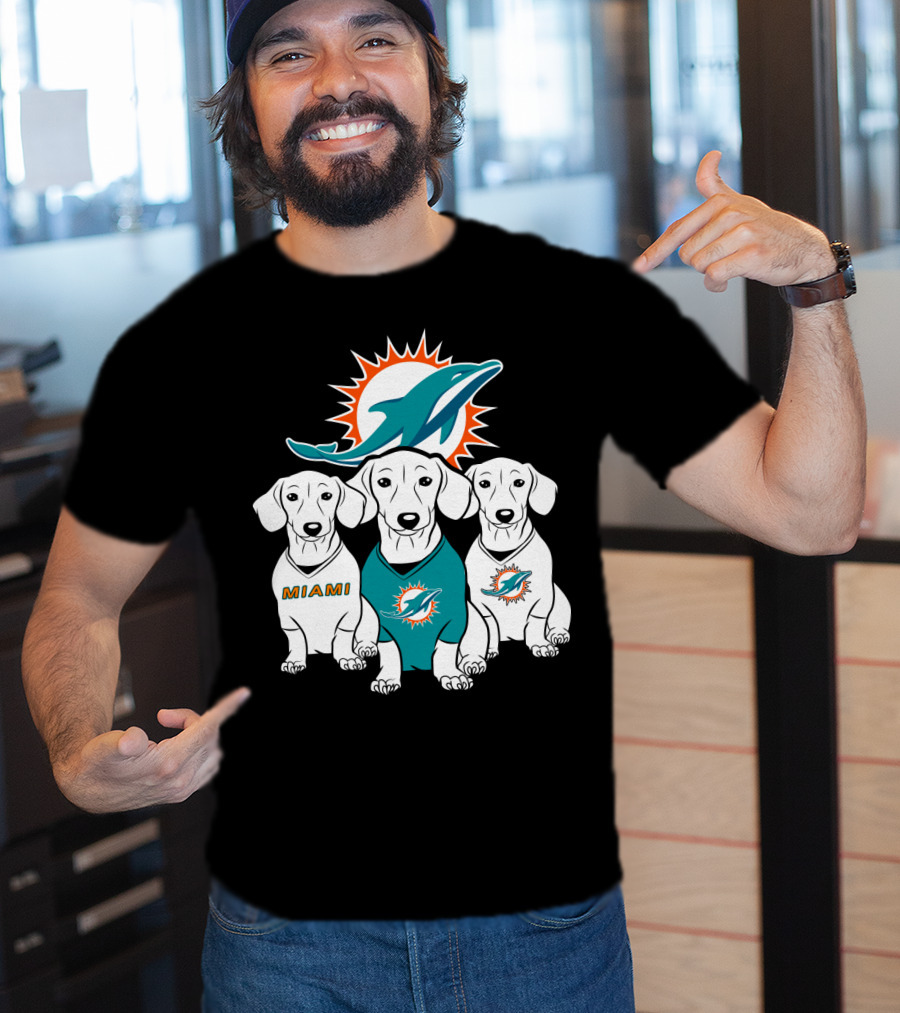 Miami Dolphins Dachshund Dogs T-Shirt
