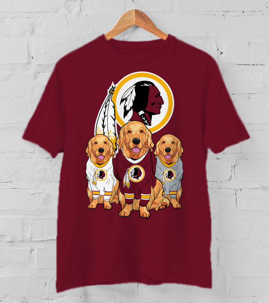 Three Golden Retrievers In Washington Football Team Jerseys T-Shirt