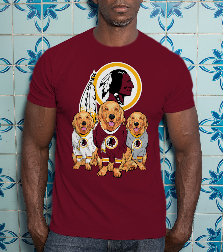 Three Golden Retrievers In Washington Football Team Jerseys T-Shirt
