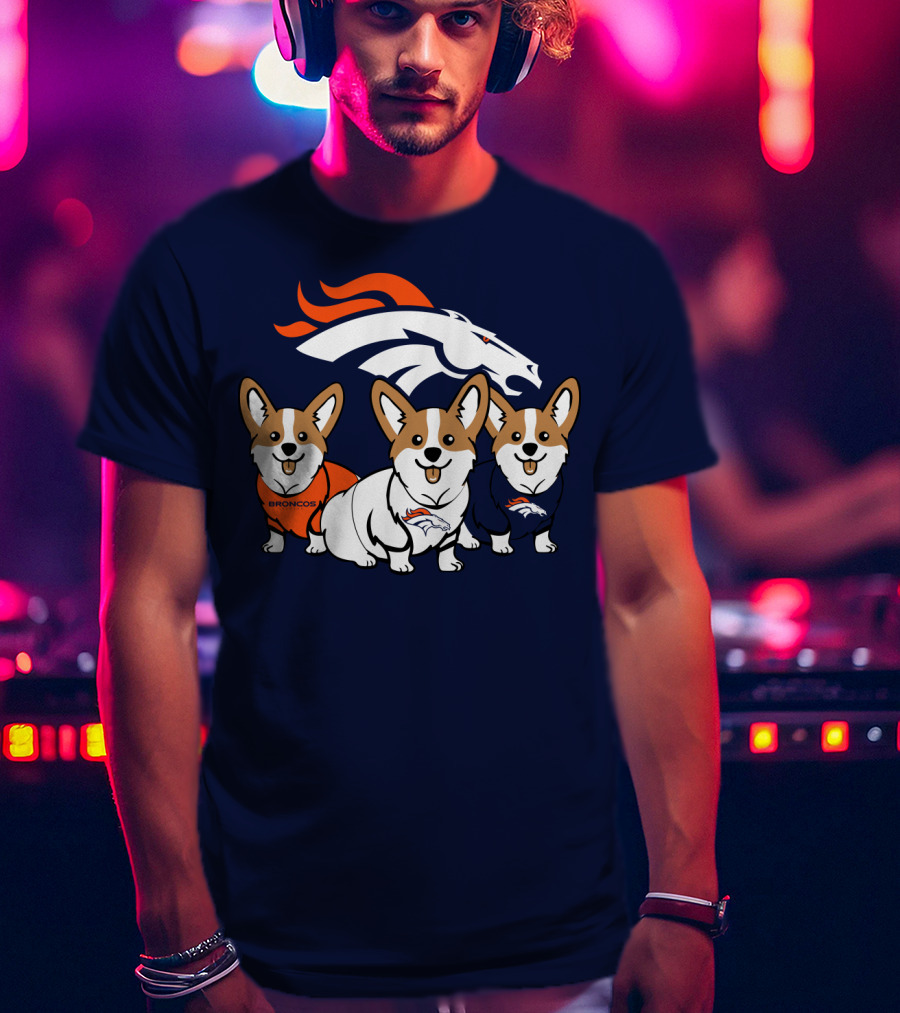Denver Broncos Corgi Trio T-Shirt