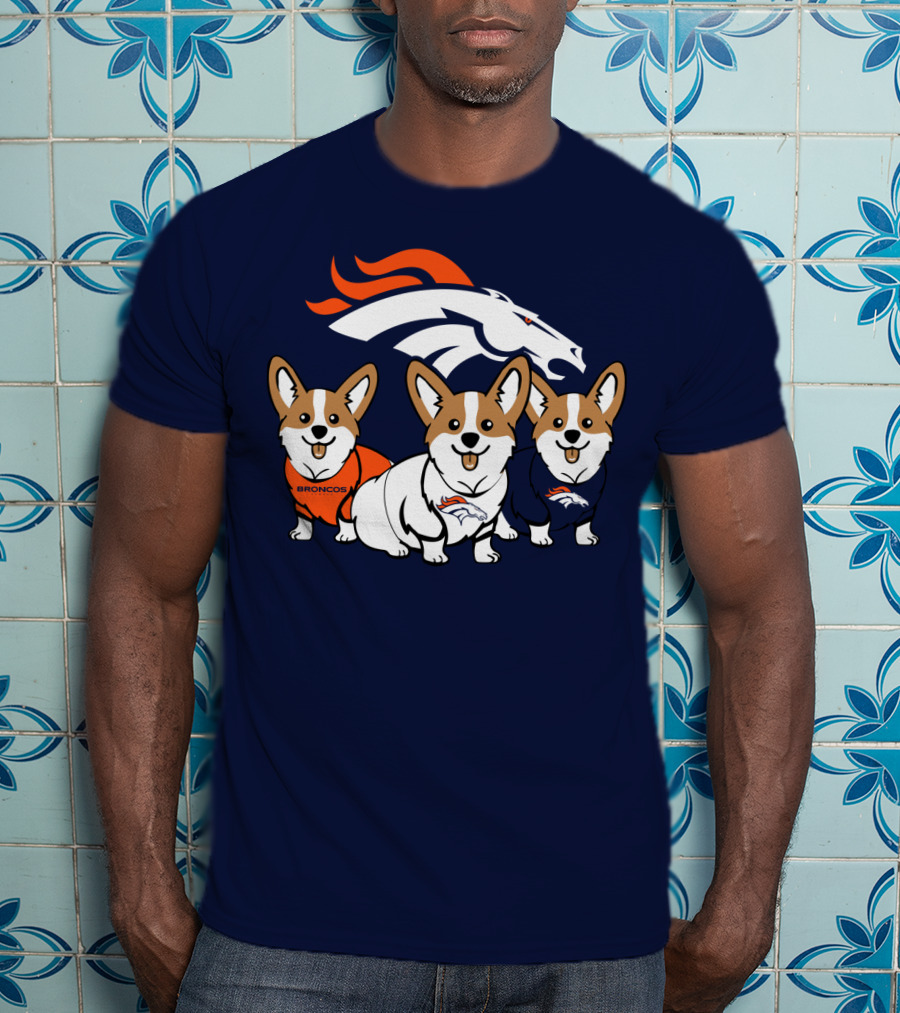 Denver Broncos Corgi Trio T-Shirt