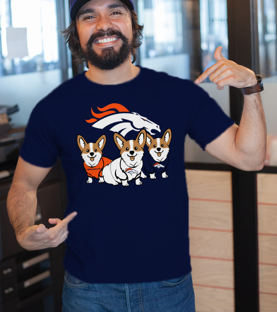 Denver Broncos Corgi Trio T-Shirt