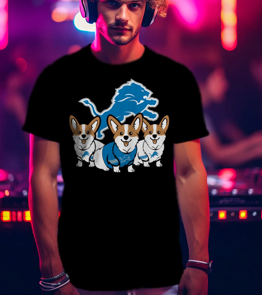 Detroit Lions Corgi Trio T-Shirt