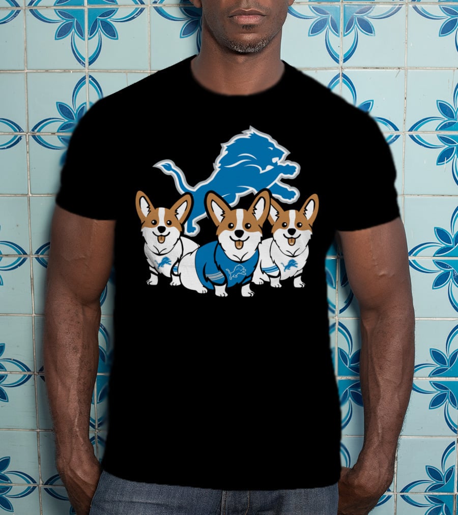 Detroit Lions Corgi Trio T-Shirt