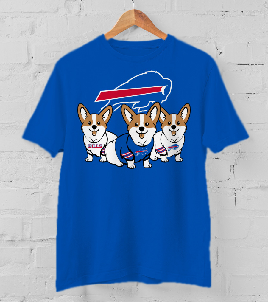 Buffalo Bills Corgi Trio Blue T-Shirt