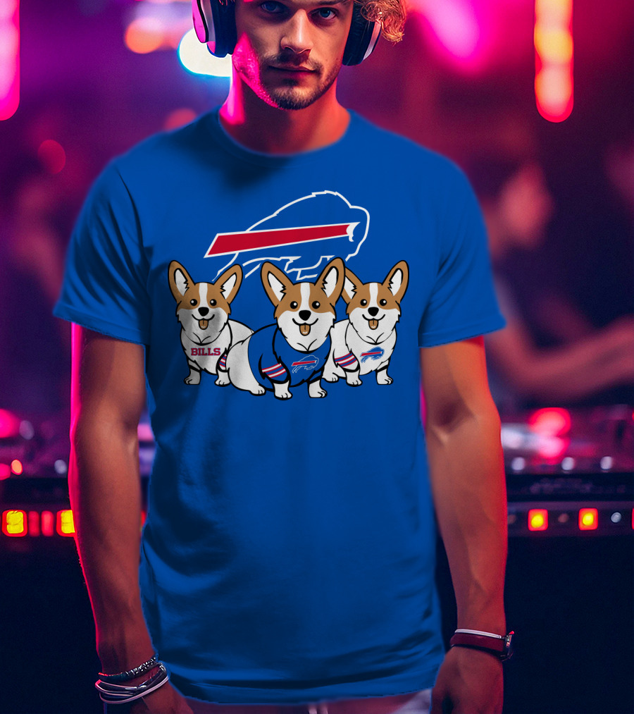 Buffalo Bills Corgi Trio Blue T-Shirt