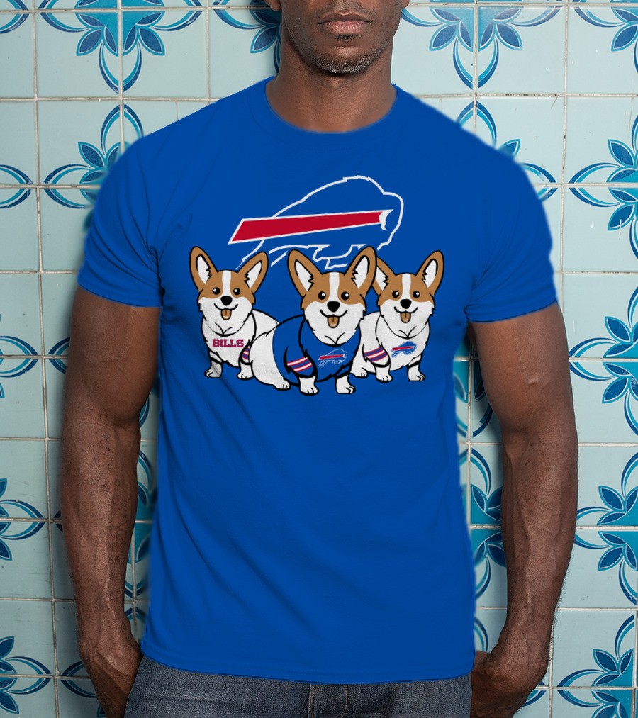 Buffalo Bills Corgi Trio Blue T-Shirt