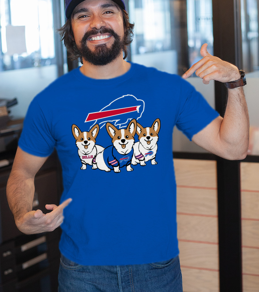 Buffalo Bills Corgi Trio Blue T-Shirt
