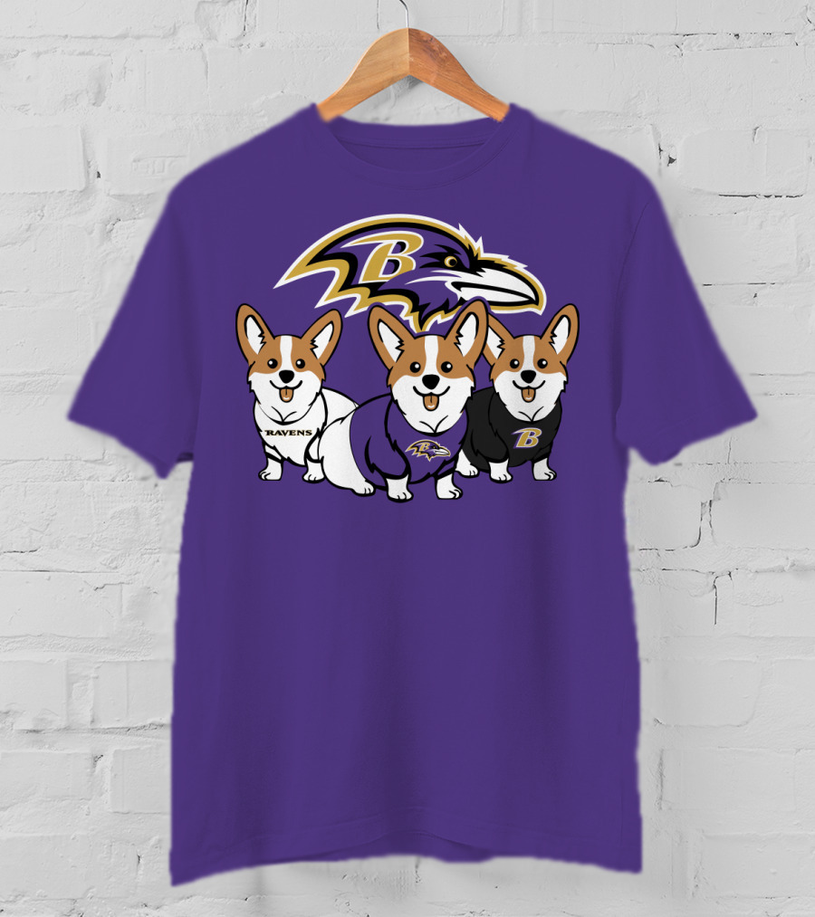 Baltimore Ravens Corgi Trio T-Shirt
