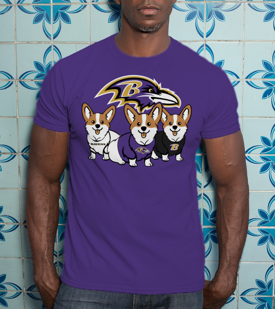 Baltimore Ravens Corgi Trio T-Shirt