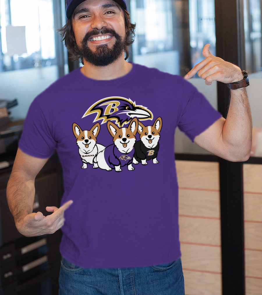 Baltimore Ravens Corgi Trio T-Shirt