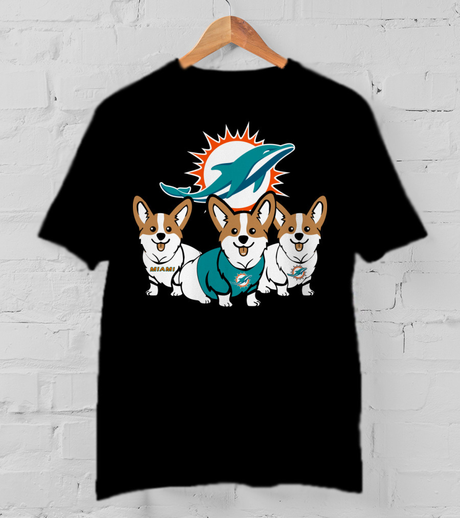Miami Dolphins Corgi T-Shirt