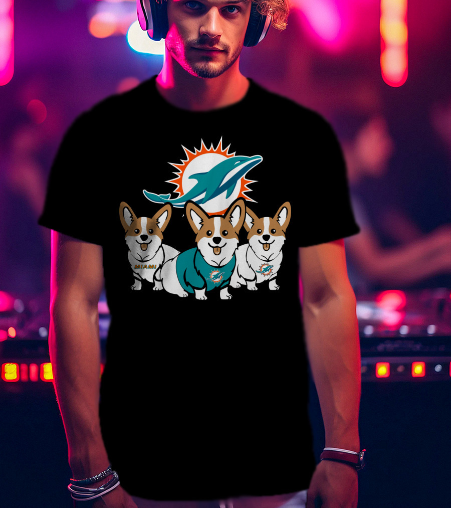 Miami Dolphins Corgi T-Shirt