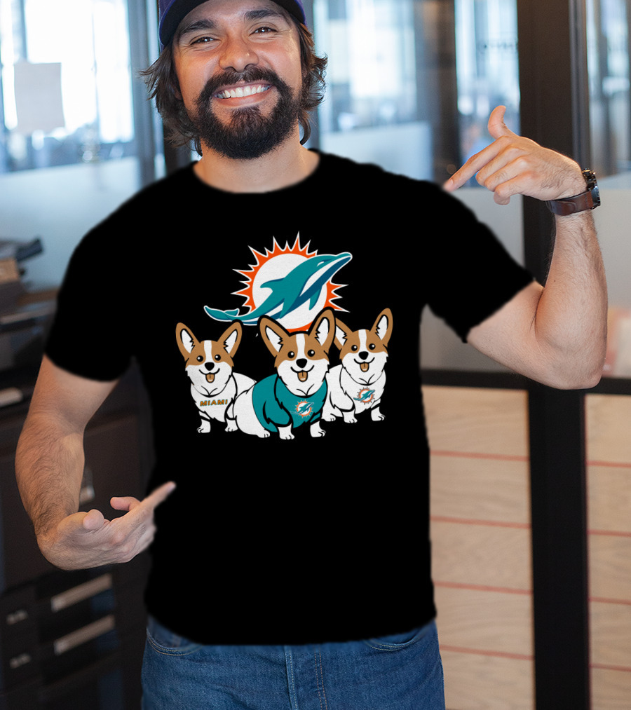 Miami Dolphins Corgi T-Shirt