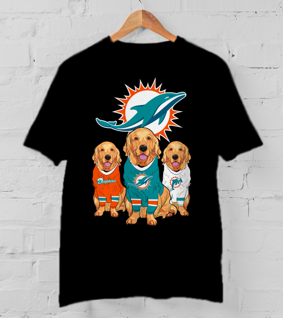 Miami Dolphins Golden Retrievers T-Shirt
