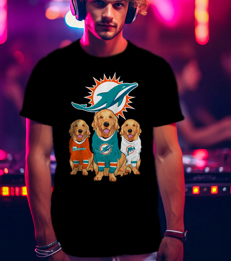Miami Dolphins Golden Retrievers T-Shirt