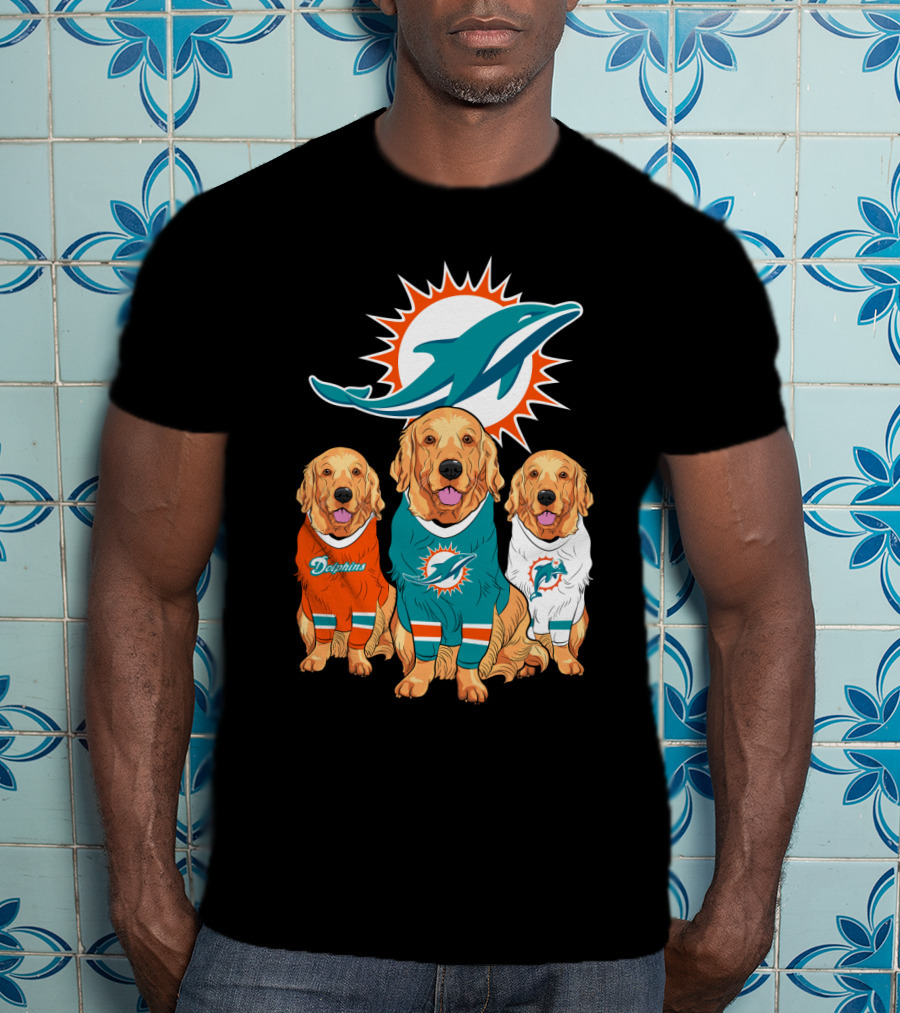 Miami Dolphins Golden Retrievers T-Shirt