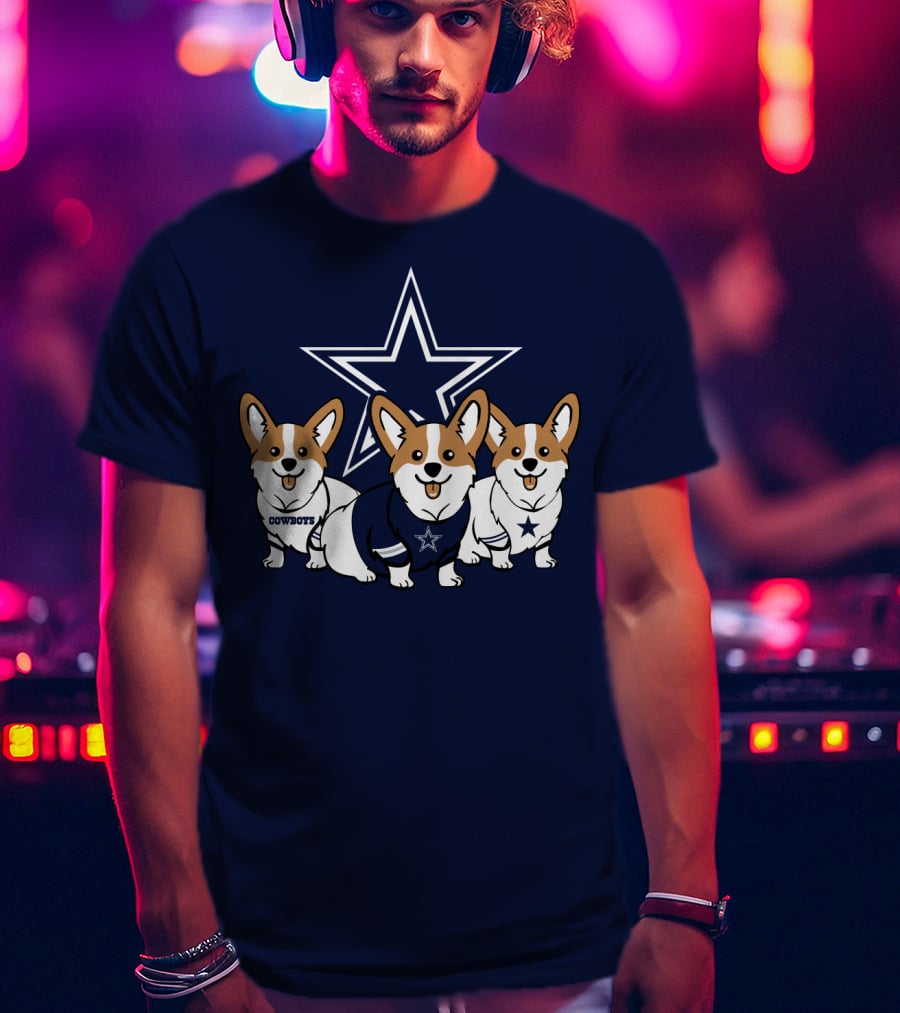 Dallas Cowboys Corgi Trio T-Shirt