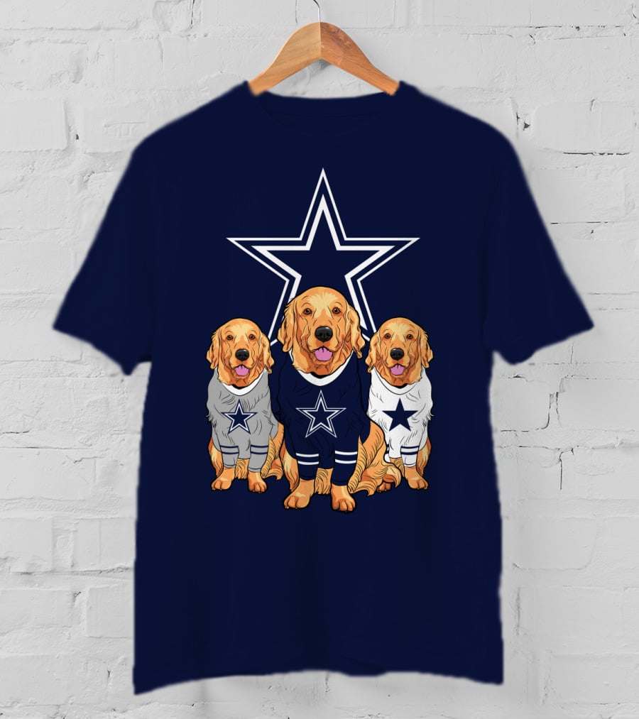 Dallas Cowboys Golden Retrievers Trio T-Shirt
