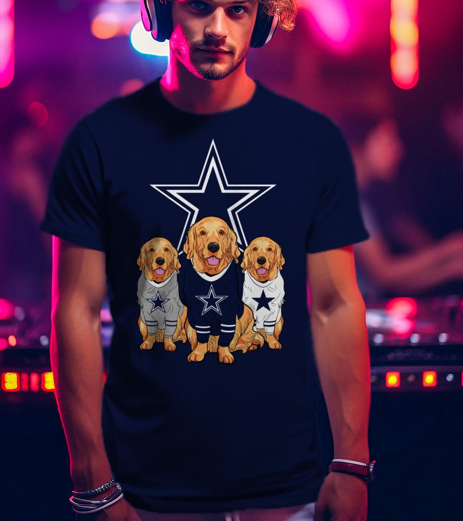 Dallas Cowboys Golden Retrievers Trio T-Shirt