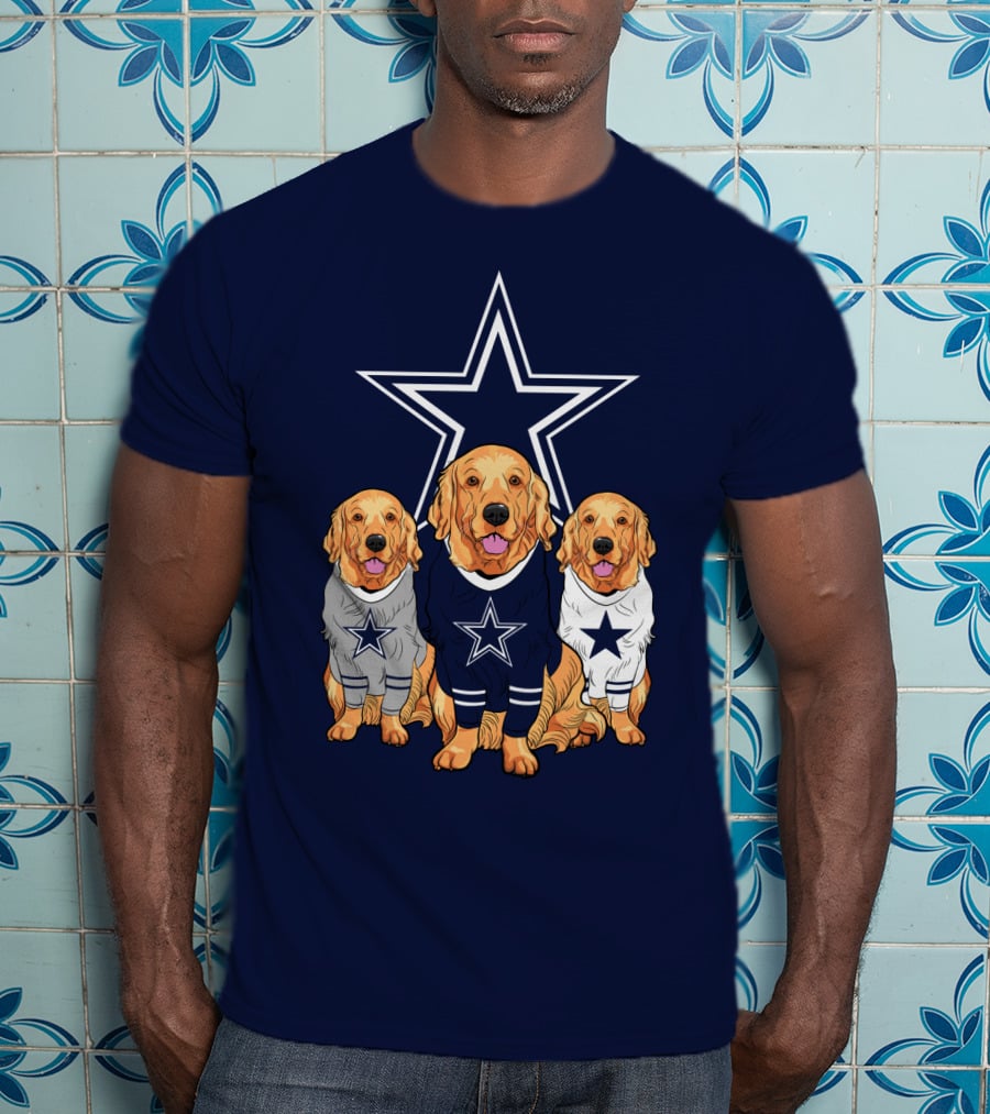 Dallas Cowboys Golden Retrievers Trio T-Shirt
